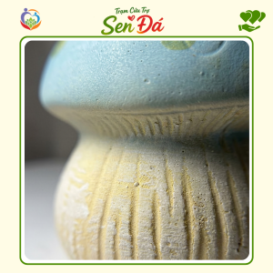 Chậu Gốm Mini Hình Nấm Xanh Dương