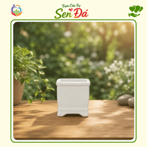 Chậu Gốm Mini Hình Vuông Tráng Men