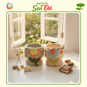 Chậu Gốm Mini Hình Hoa Hướng Dương