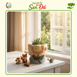 Chậu Gốm Mini Hình Hoa Hướng Dương