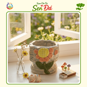 Chậu Gốm Mini Hình Hoa Hướng Dương