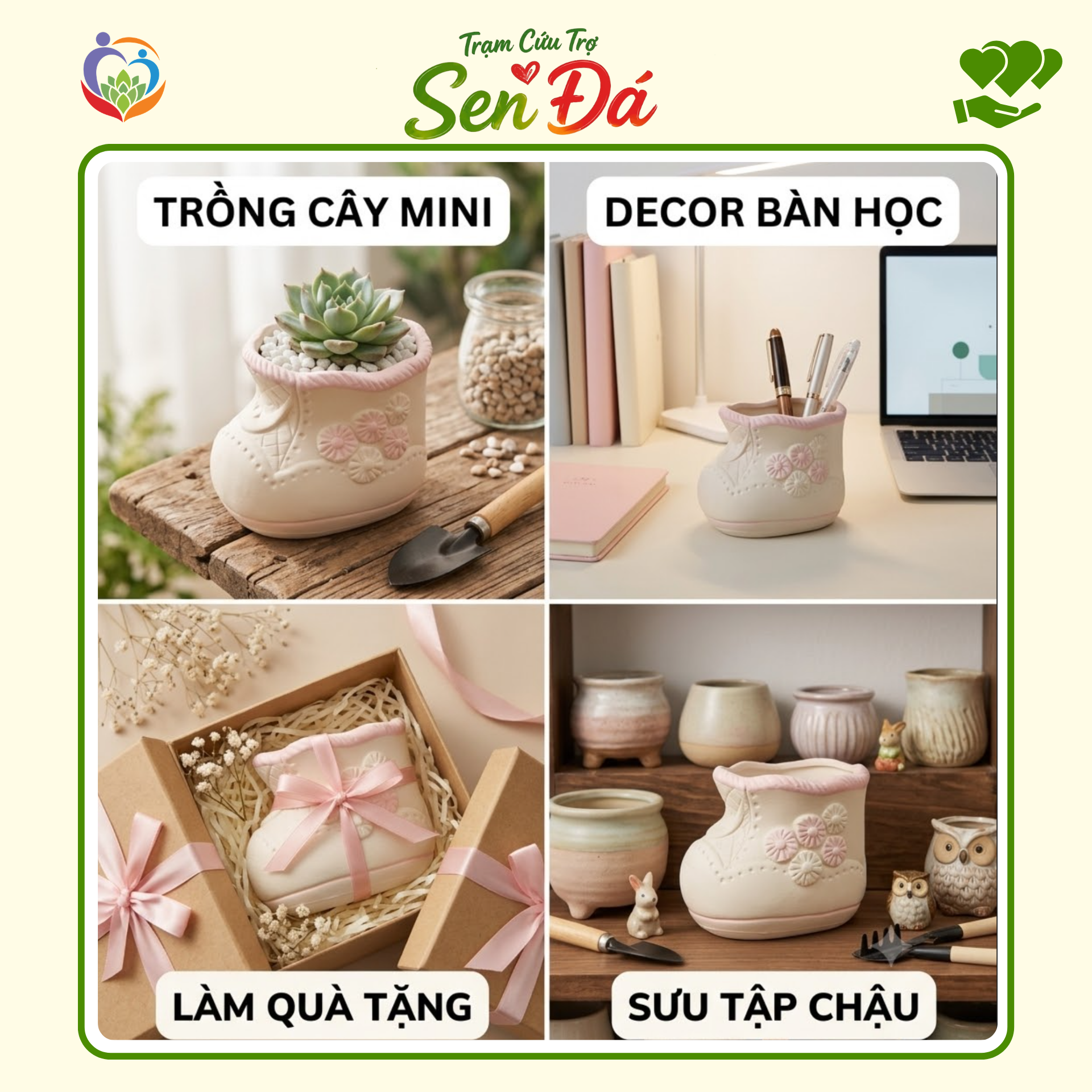 Chậu Gốm Mini Hình Giày