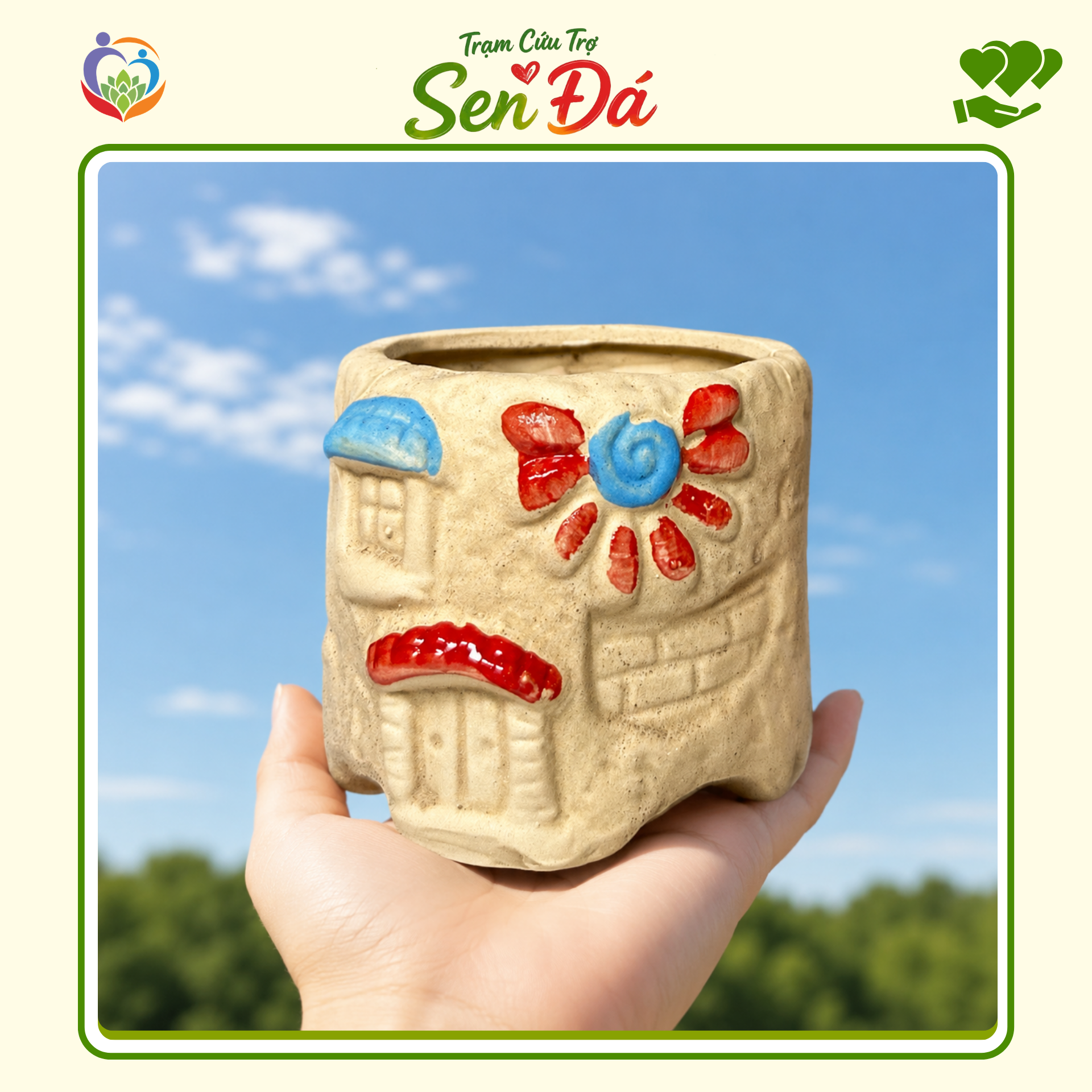 Chậu Gốm Mini Hình Nhà Vuông