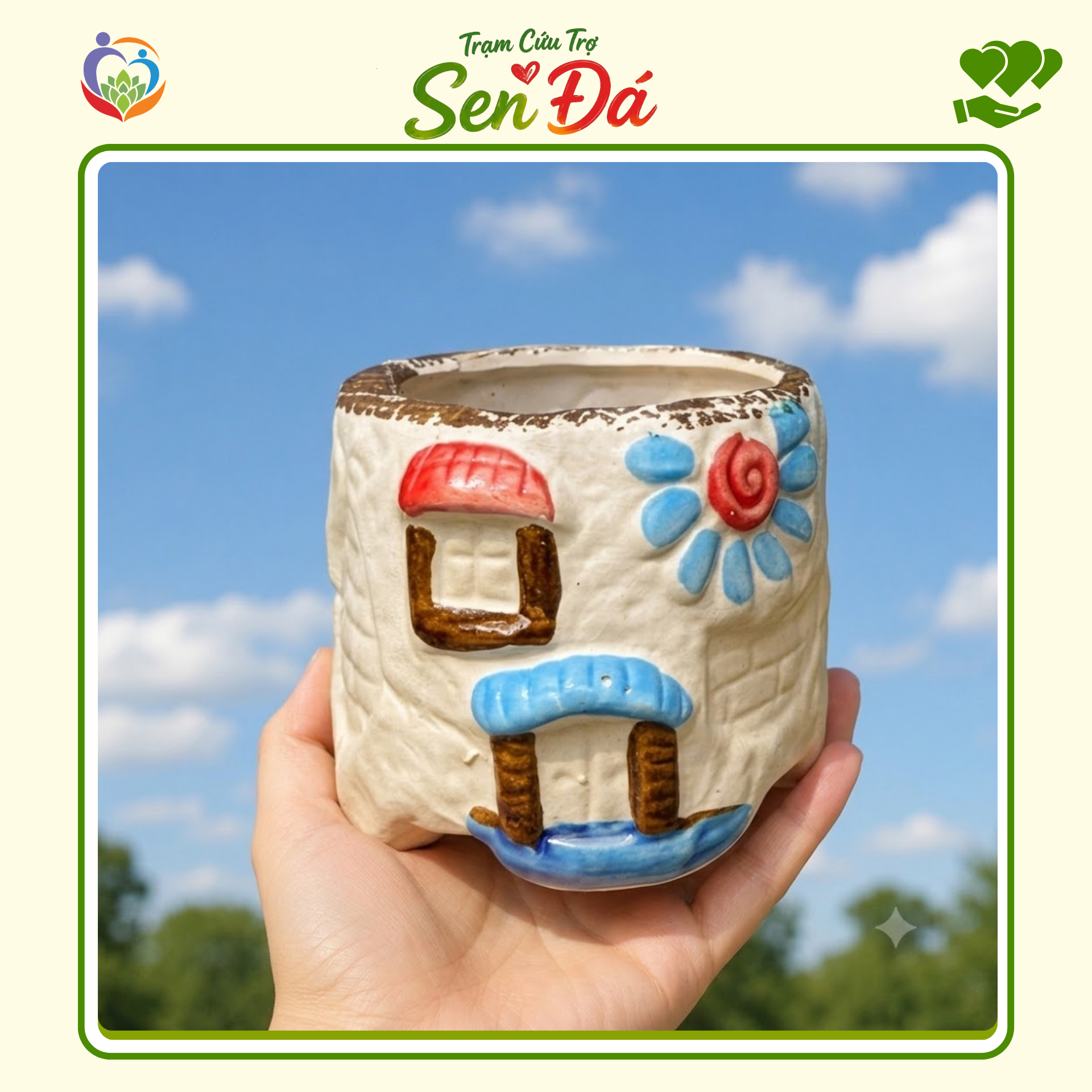 Chậu Gốm Mini Hình Nhà Vuông