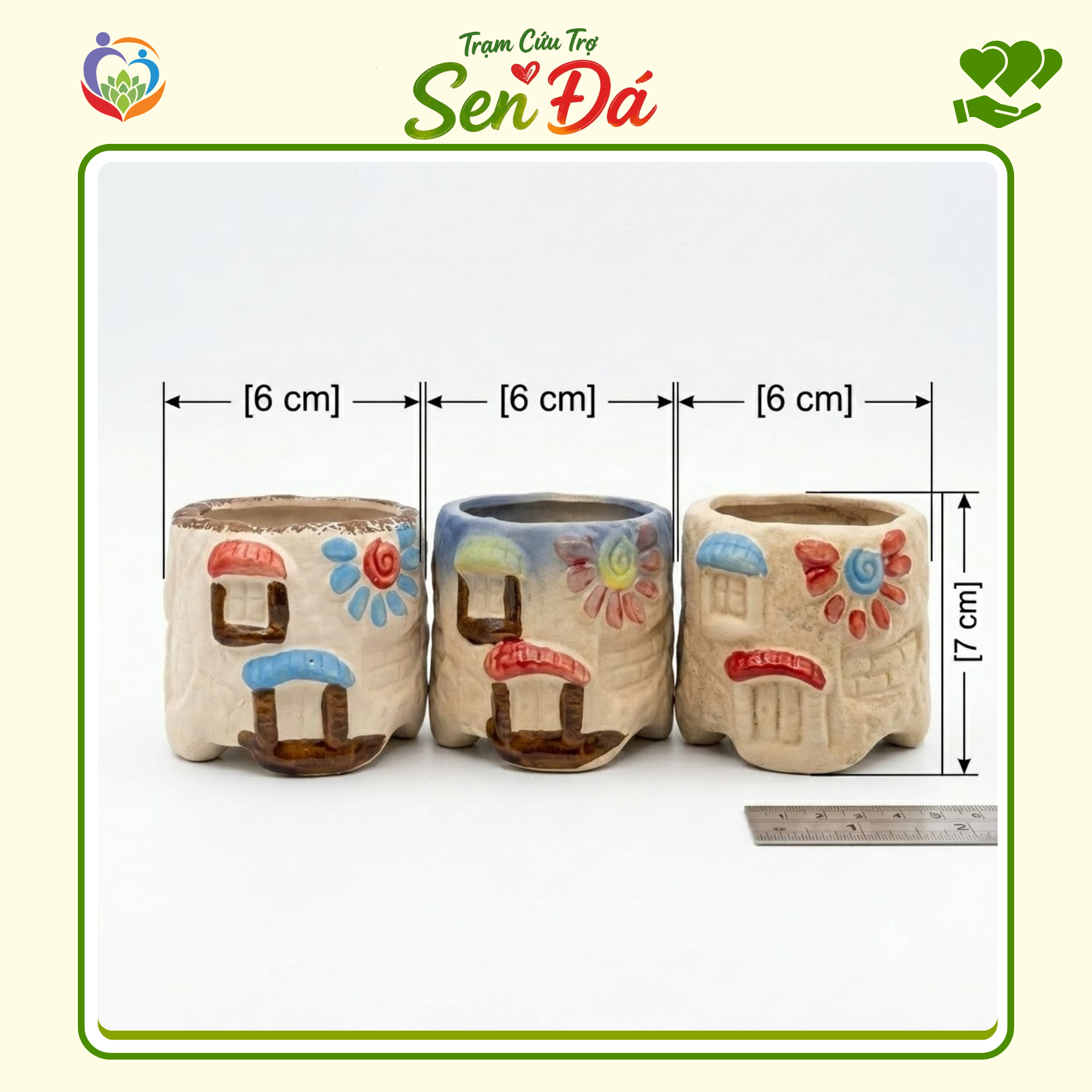 Chậu Gốm Mini Hình Nhà Vuông