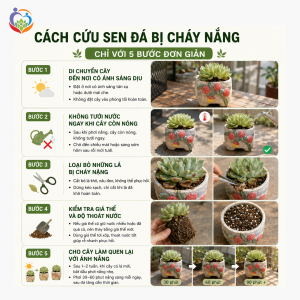 5 bước cứu sen đá bị cháy nắng