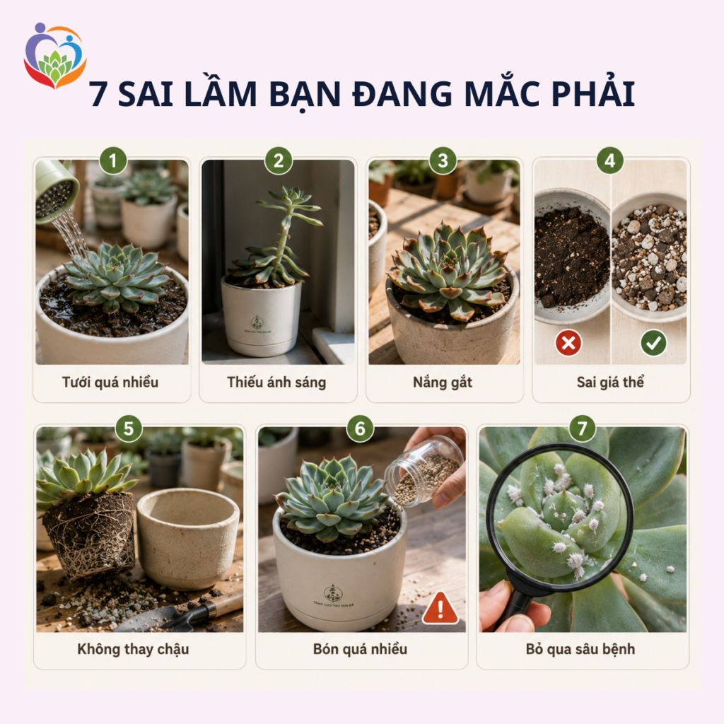 Sai lầm bạn đang gặp phải khi chăm hoa sen đá?