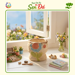 Chậu Gốm Mini Hình Hoa Hướng Dương