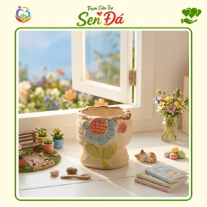 Chậu Gốm Mini Hình Hoa Hướng Dương